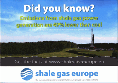 Affiche lobby pro gaz de schiste, Shale Gas Europe